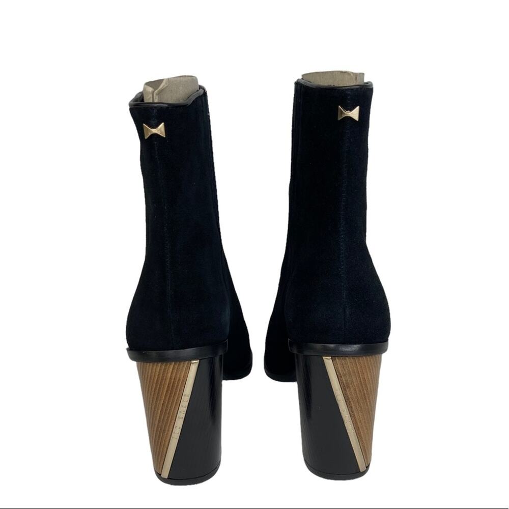 New Ted Baker Orbida Black Suede Block Heel Ankle Boots Size 35.5 - Picture 7 of 16